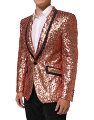 Dolce & Gabbana Pink Sequin SICILIA 1 Button Men Suit Blazer - Sport Jackets