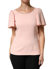 Dolce & Gabbana Pink Short Sleeves Round Neck Blouse Top - IT44 | L