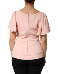 Dolce & Gabbana Pink Short Sleeves Round Neck Blouse Top - IT44 | L