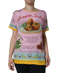 Dolce & Gabbana Pink Silk Araneine Siciliana Print Short Sleeves Top - IT40|S - Blouses