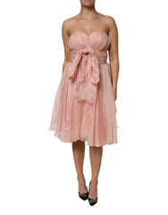 Dolce & Gabbana Pink Silk Chiffon A-line Pleated Midi Dress - IT42|M - Dresses