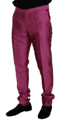 Dolce & Gabbana Pink Silk Slim Trousers Dress Formal Pants - Trousers