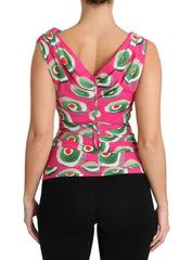 Dolce & Gabbana Pink Silk Stretch Sicilian Cake Top - Blouses