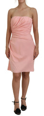Dolce & Gabbana Pink Silk Stretch Strapless Sheath Dress - Dresses