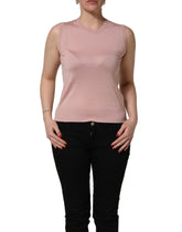 Dolce & Gabbana Pink Sleeveless Cashmere Knitted Tank Top - IT40|S