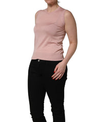 Dolce & Gabbana Pink Sleeveless Cashmere Knitted Tank Top - IT40|S