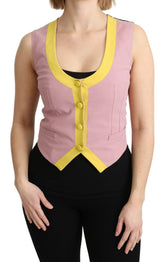 Dolce & Gabbana Pink Sleeveless Waistcoat Vest Cotton Top - IT38|XS - Tank Tops