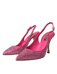Dolce & Gabbana Pink Slingbacks Crystal Pumps Shoes - Heels