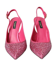 Dolce & Gabbana Pink Slingbacks Crystal Pumps Shoes - Heels