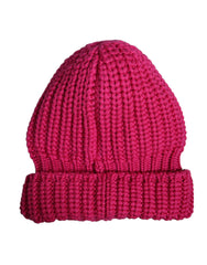 Dolce & Gabbana Pink Solid Wool Knitted Winter Beanie Hat - Beanies