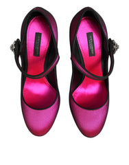 Dolce & Gabbana Pink Strass Mary Janes Heels Pumps Shoes