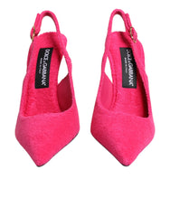 Dolce & Gabbana Pink Suede High Heels Slingback Shoes