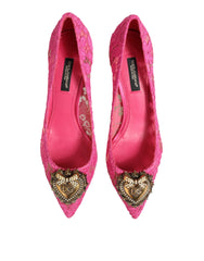 Dolce & Gabbana Pink Taormina Lace DEVOTION Pumps Shoes - EU35.5/US5