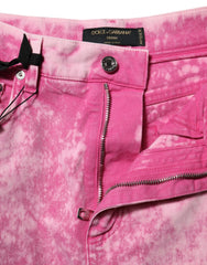 Dolce & Gabbana Pink Tie Dye High Waist Tapered Denim Jeans - Jeans