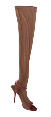 Dolce & Gabbana Pink Tulle Stretch Ankle Strap Sandals Shoes - EU39/US8.5 - Sandals