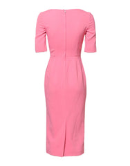 Dolce & Gabbana Pink Viscose Short Sleeve Sheath Midi Dress - IT36|XXS - Dresses