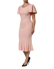 Dolce & Gabbana Pink Viscose Short Sleeves Sheath Midi Dress - IT38 | XS - Dresses