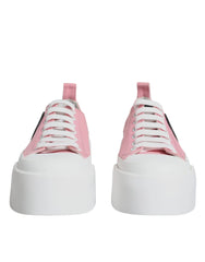 Dolce & Gabbana Pink White Canvas Logo Low Top Sneakers Shoes - EU39/US8.5 - Sneakers