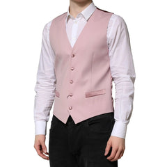 Dolce & Gabbana Pink Wool Dress Formal Men Waistcoat Vest - IT46 | S - Vests