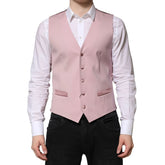 Dolce & Gabbana Pink Wool Dress Formal Men Waistcoat Vest - IT46 | S - Vests