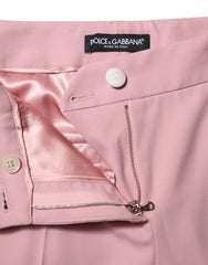 Dolce & Gabbana Pink Wool High Waist Tapered Pants - IT36|XXS - Trousers