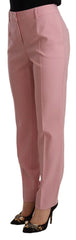 Dolce & Gabbana Pink Wool Stretch High Waist Trouser Pants - Trousers