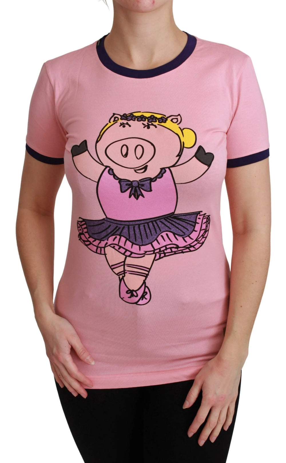 Dolce & Gabbana Pink YEAR OF THE PIG Top Cotton T-shirt - T-Shirts