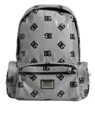 Dolce & Gabbana Polyester Gray Black DG Logo Plaque Backpack Bag - Backpacks