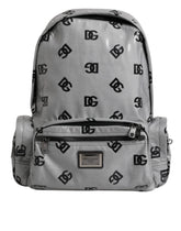 Dolce & Gabbana Polyester Gray Black DG Logo Plaque Backpack Bag - Backpacks