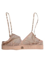 Dolce & Gabbana Powder Pink Nylon DG Logo Non Wire Bra Underwear - Bras