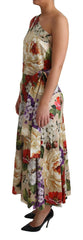 Dolce & Gabbana Print Silk Stretch One Shoulder Dress Floral - IT50|3XL - Dresses