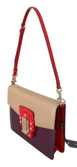 Dolce & Gabbana Purple Beige Red Leather Crossbody Purse Bag - Cross Body Bags