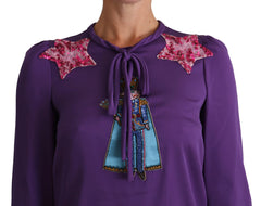 Dolce & Gabbana Purple Blouse Prince Fairy Tale Embellished Top - Blouses