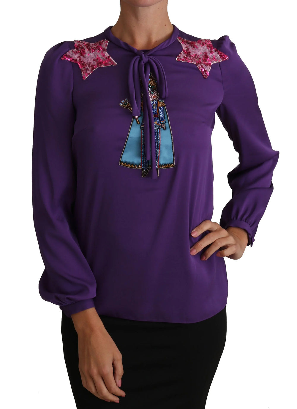 Dolce & Gabbana Purple Blouse Prince Fairy Tale Embellished Top - Blouses