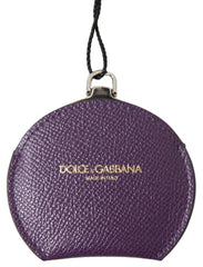 Dolce & Gabbana Purple Calfskin Leather Round Hand Mirror Holder - Face Mirrors