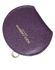 Dolce & Gabbana Purple Calfskin Leather Round Logo Hand Mirror Holder - Keychains