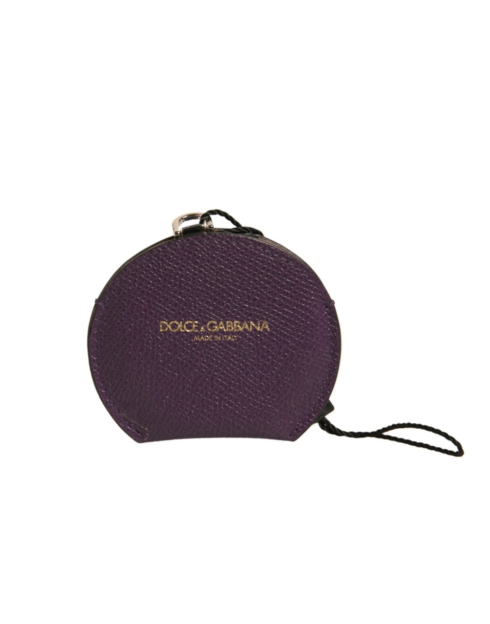 Dolce & Gabbana Purple Calfskin Leather Round Logo Hand Mirror Holder - Face Mirrors