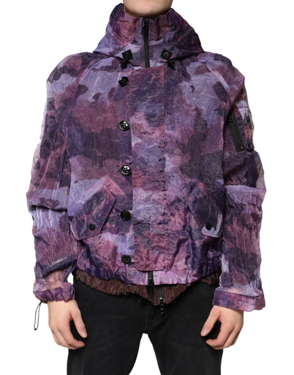 Dolce & Gabbana Purple Camouflage Hooded Men Blouson Jacket - Sport Jackets