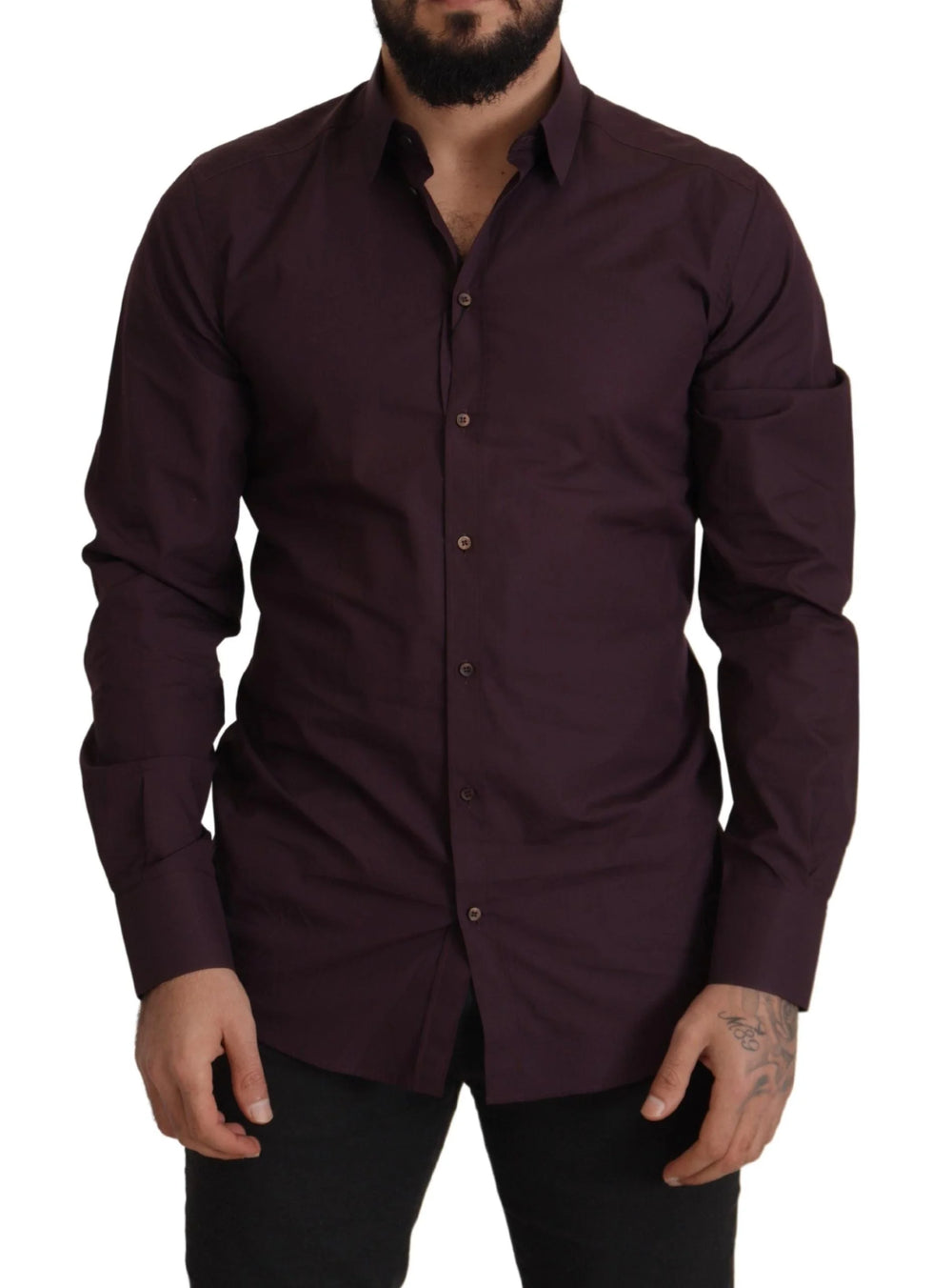 Dolce & Gabbana Purple Cotton GOLD Slim Fit Dress Shirt - IT41 | L - Shirts