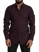 Dolce & Gabbana Purple Cotton GOLD Slim Fit Dress Shirt - IT41 | L - Shirts