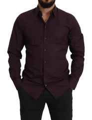 Dolce & Gabbana Purple Cotton GOLD Slim Fit Dress Shirt - IT41 | L - Shirts