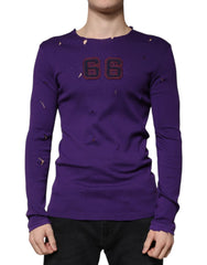 Dolce & Gabbana Purple Cotton Round Neck Pullover Men Sweater - IT50 | L - Sweaters