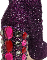 Dolce & Gabbana Purple Crystal Lurex Fantasy High Boots Shoes - EU38/US7.5