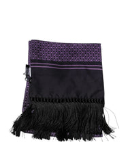 Dolce & Gabbana Purple Fantasy Silk Fringes Neck Wrap Scarf - Scarves & Shawls