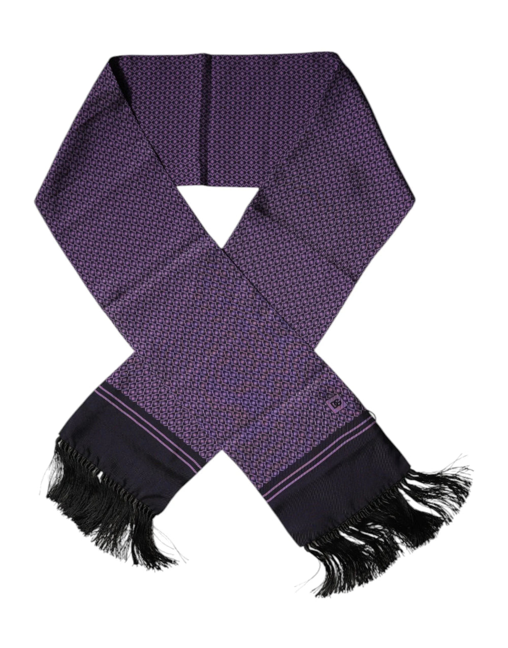Dolce & Gabbana Purple Fantasy Silk Fringes Neck Wrap Scarf - Scarves & Shawls