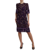 Dolce & Gabbana Purple floral lace crystal embedded dress - IT42|M - Dresses