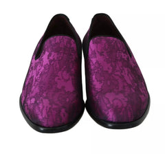 Dolce & Gabbana Purple Jacquard Loafers Dress Formal Shoes - EU39/US6 - Flats