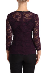 Dolce & Gabbana Purple Lace Long Sleeve Top Blouse - IT38|XS - Blouses