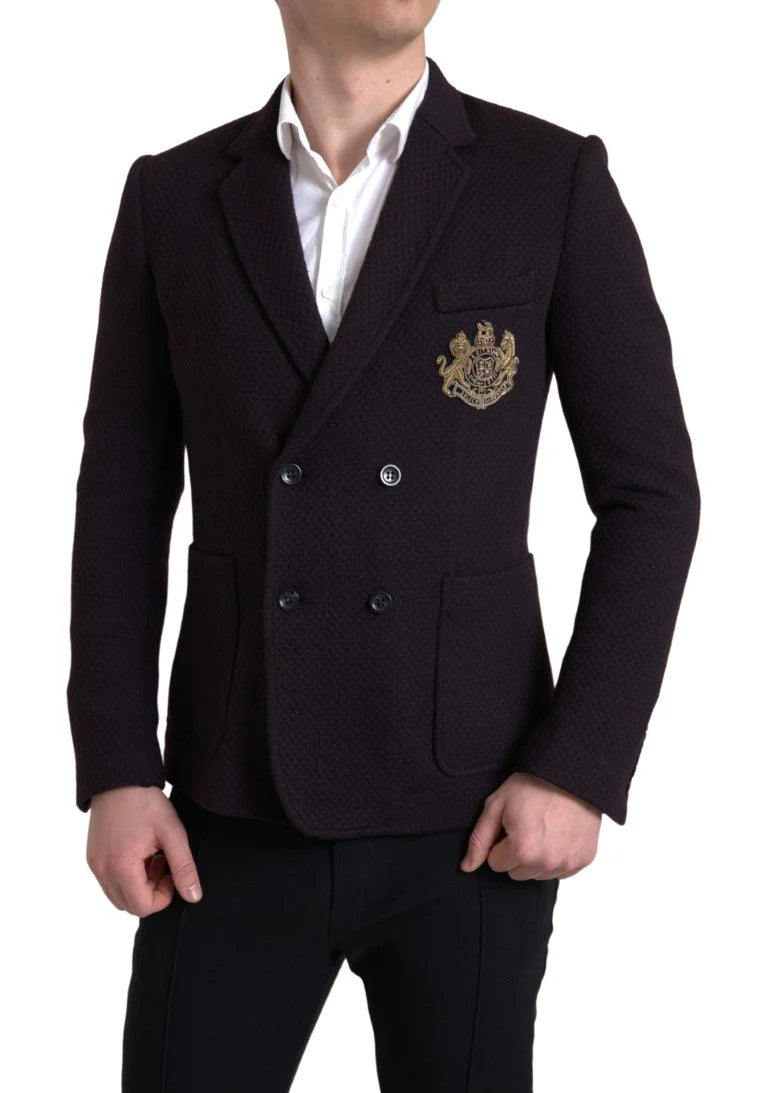 Dolce & Gabbana Purple Logo Embroidery Double Breasted Blazer - IT48 | M - Sport Jackets