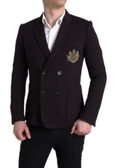 Dolce & Gabbana Purple Logo Embroidery Double Breasted Blazer - IT48 | M - Sport Jackets